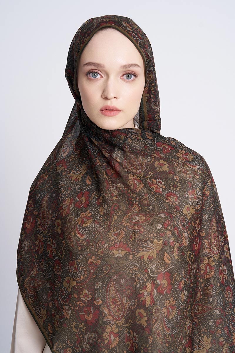 Yün İpek Liore Şal - Haki - ED Scarf