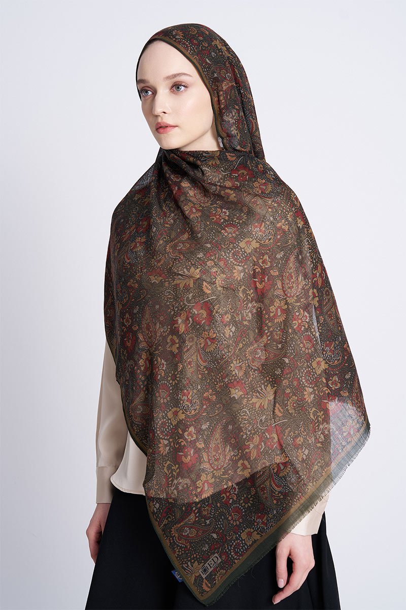 Yün İpek Liore Şal - Haki - ED Scarf