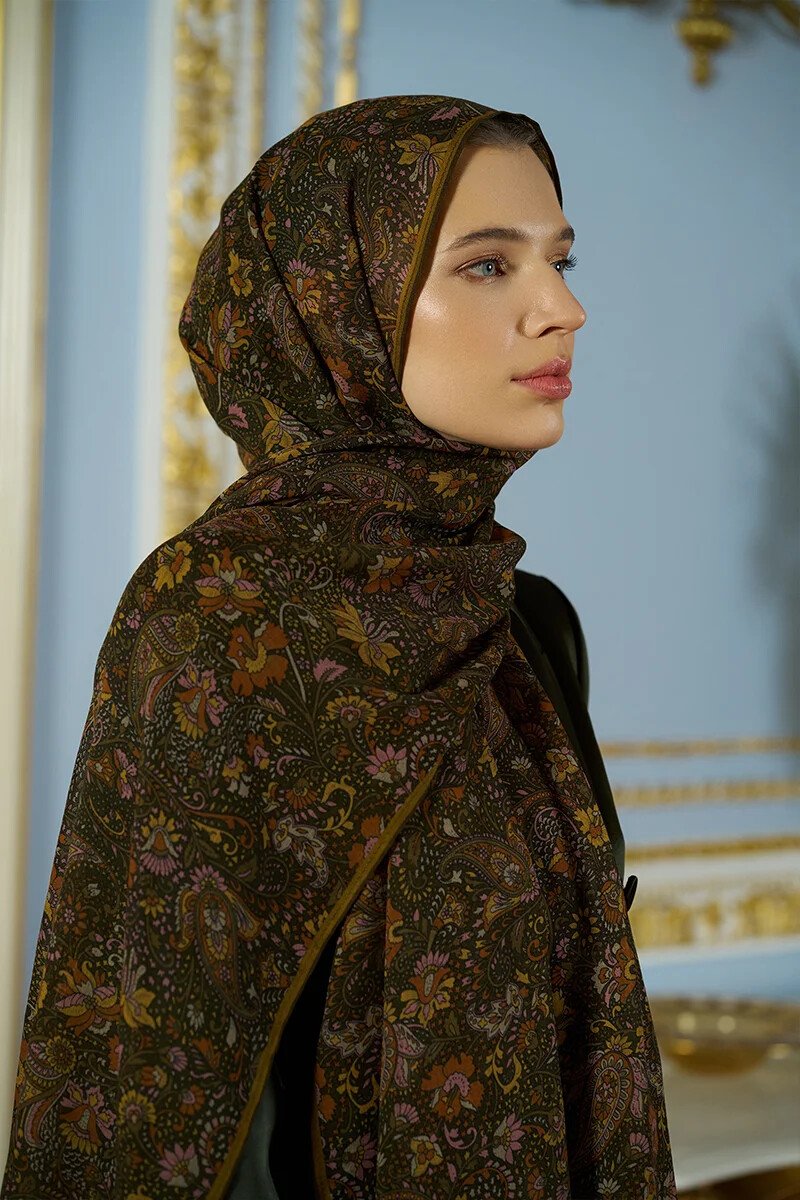 Yün İpek Liore Şal - Yeşil - ED SCARF