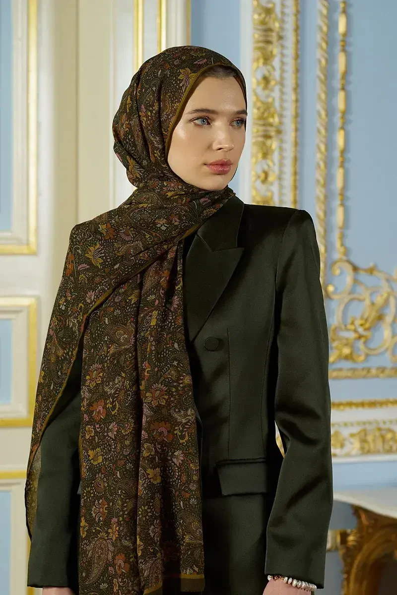 Yün İpek Liore Şal - Yeşil - ED SCARF