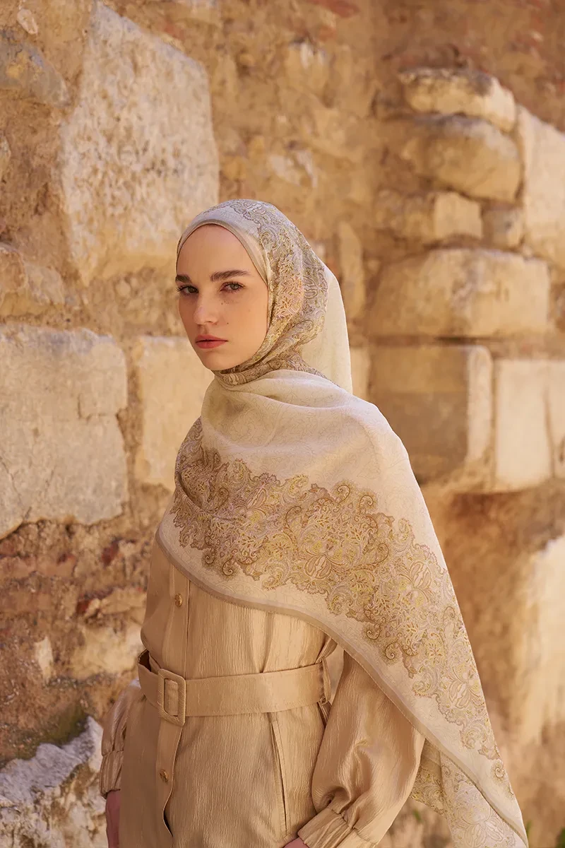 Yün İpek Roselya Şal - Sarı - ED SCARF