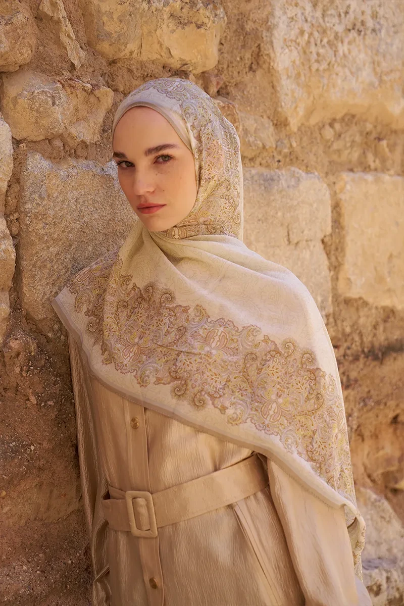 Yün İpek Roselya Şal - Sarı - ED SCARF