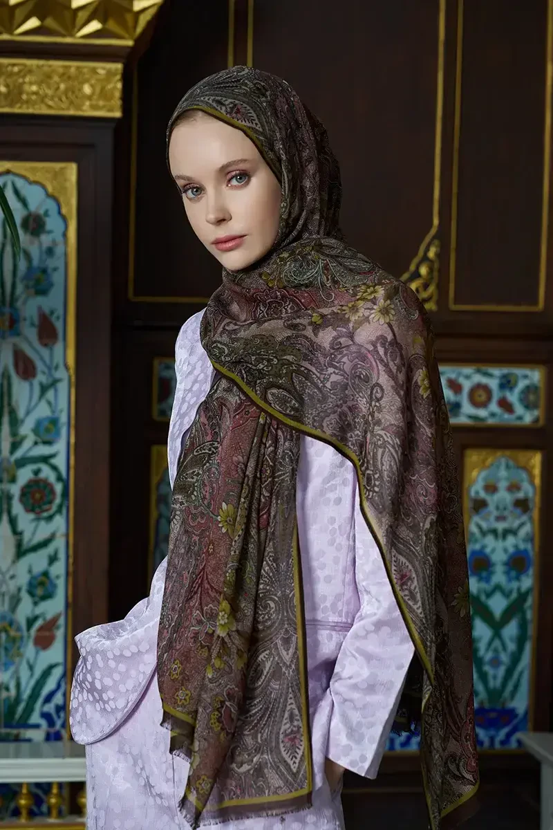 Yün İpek Seraph Şal - Mocha - ED Scarf