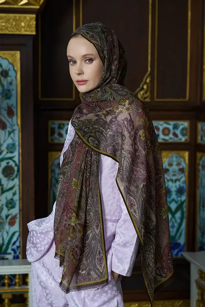 Yün İpek Seraph Şal - Mocha - ED Scarf