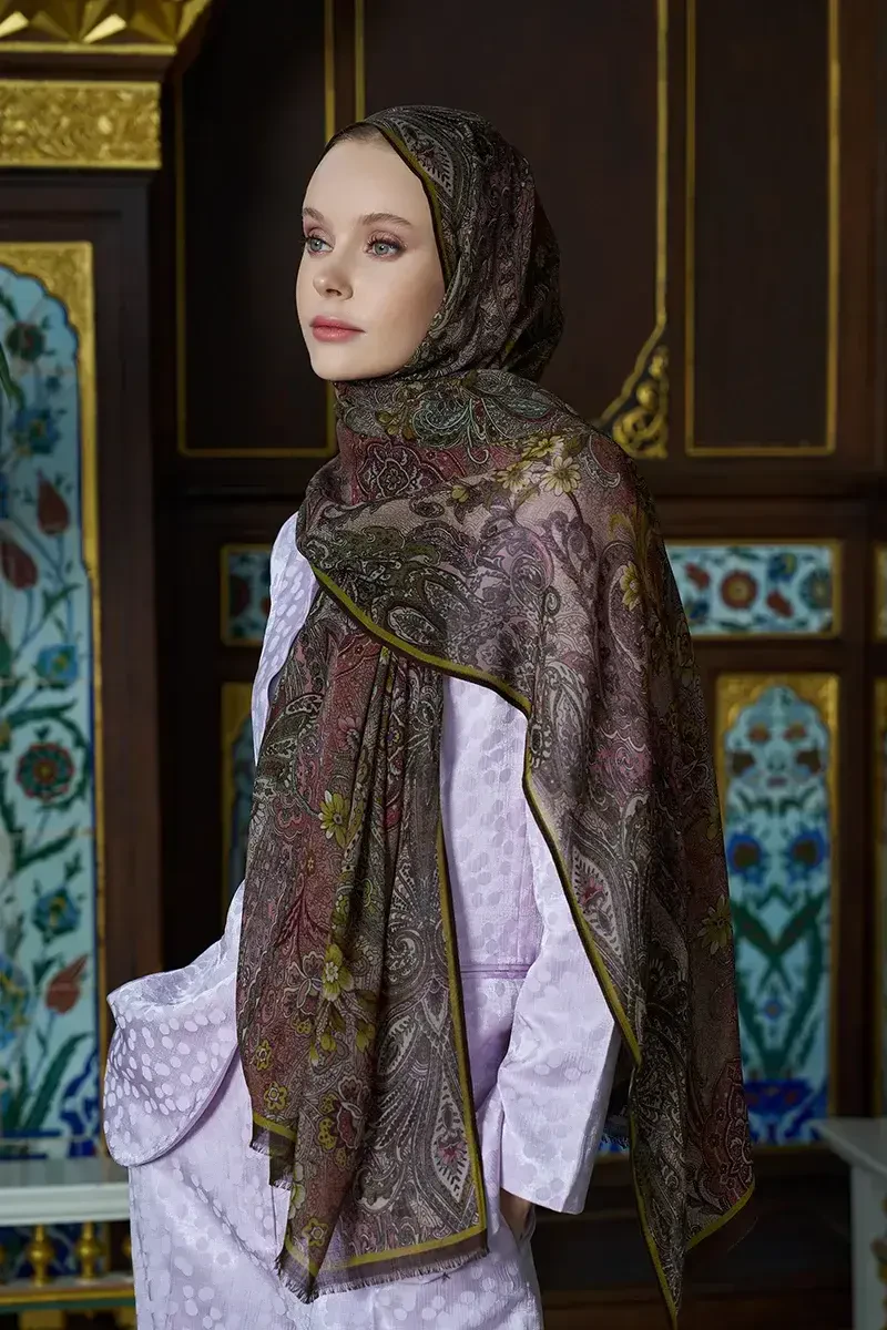 Yün İpek Seraph Şal - Mocha - ED Scarf