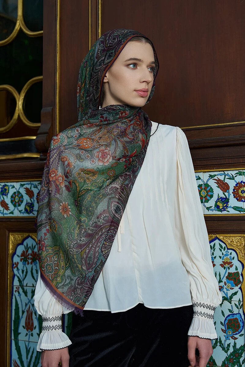 Yün İpek Seraph Şal - Mor - ED Scarf