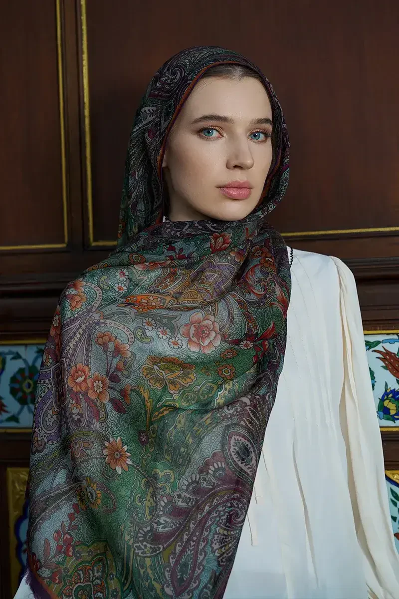 Yün İpek Seraph Şal - Mor - ED Scarf