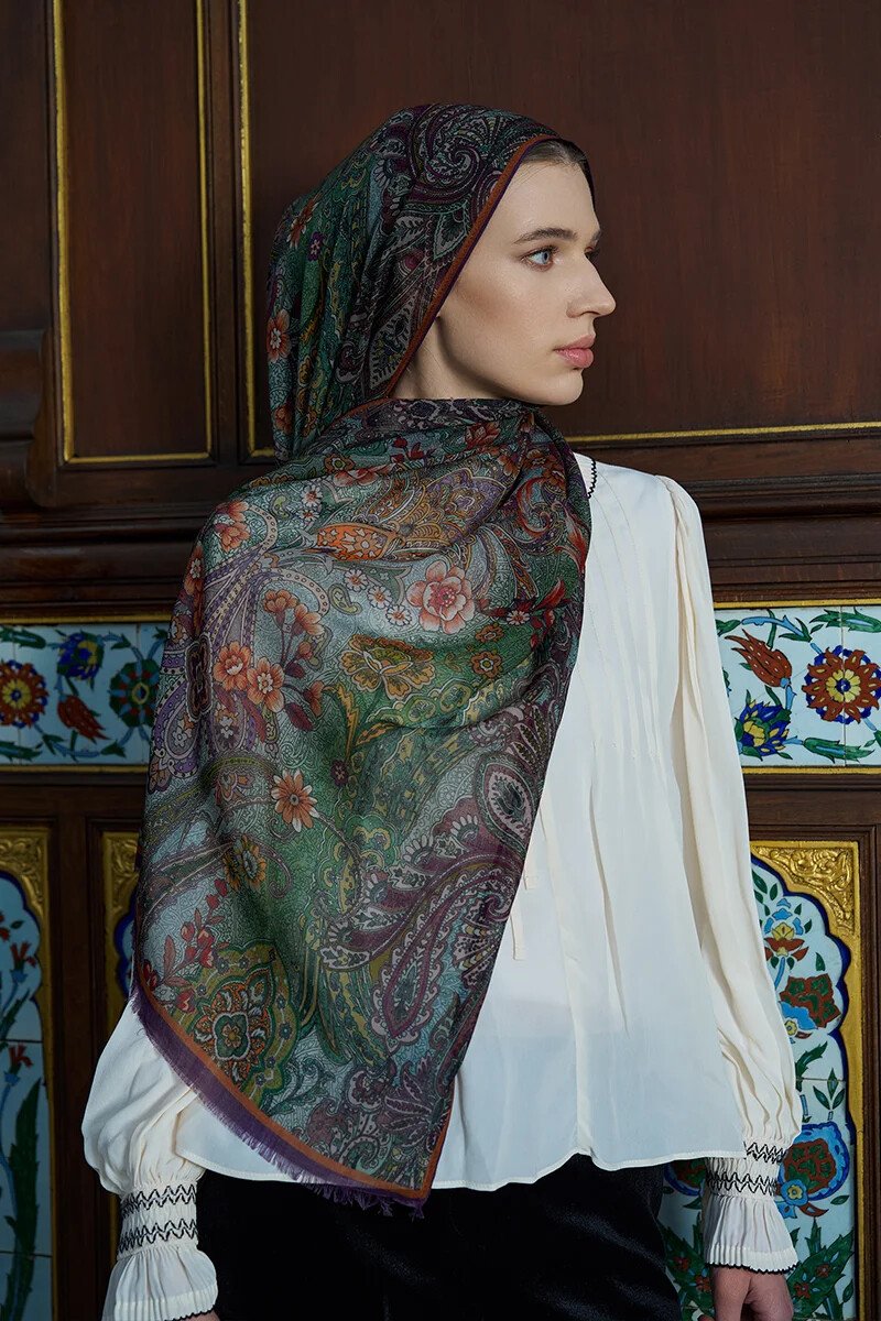 Yün İpek Seraph Şal - Mor - ED Scarf