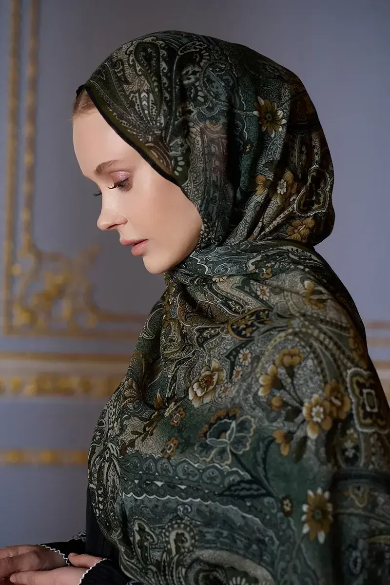 Yün İpek Seraph Şal - Yeşil - ED Scarf
