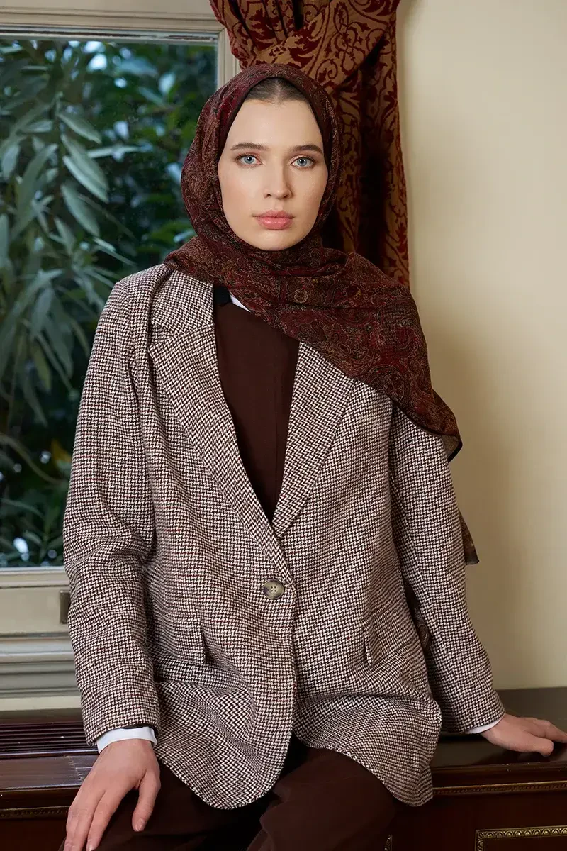 Yün İpek Shade Şal - Kahve - 2