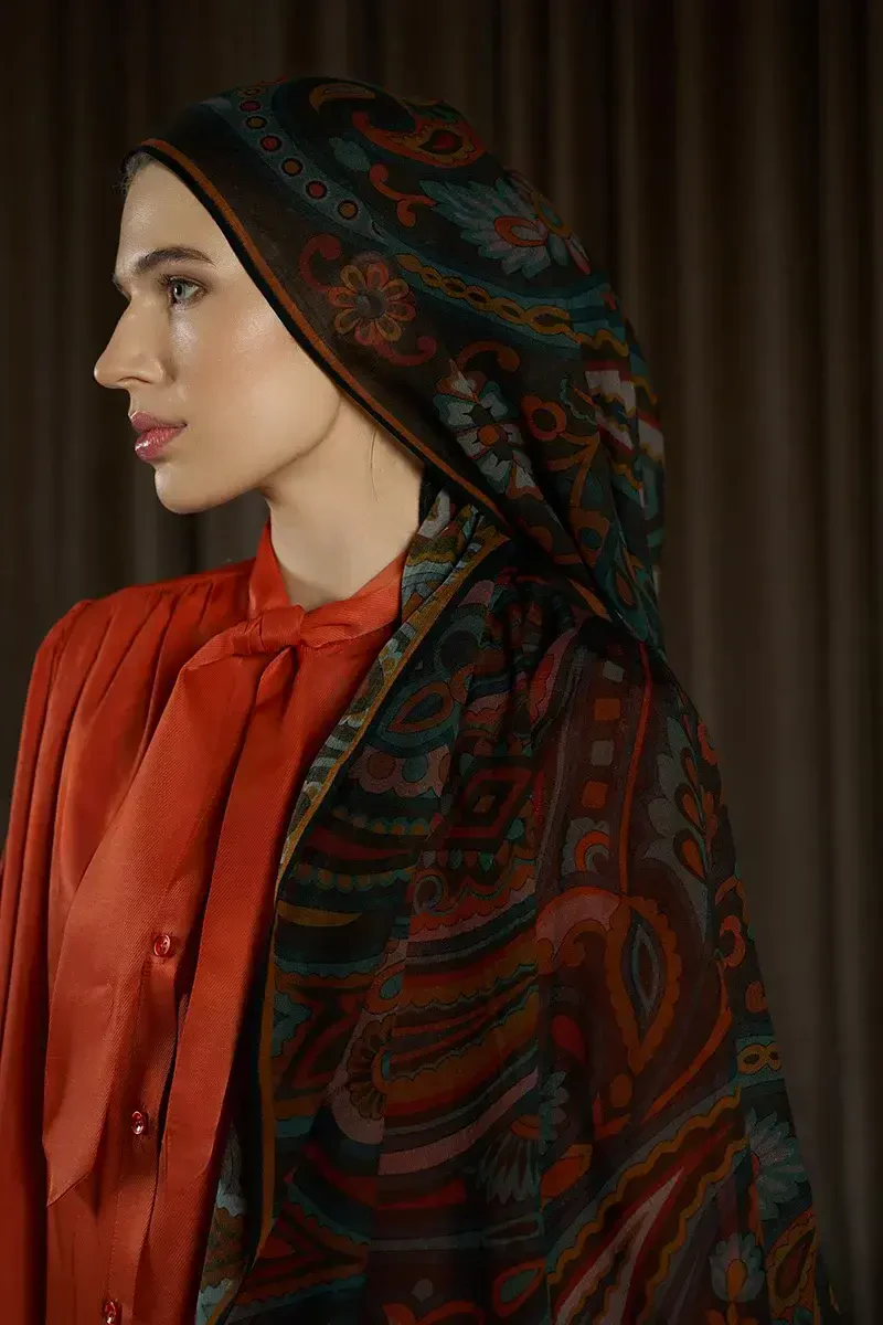 Yün İpek Vianne Şal - Kiremit - ED SCARF