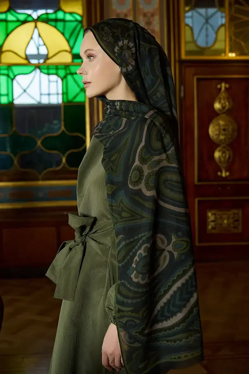 Yün İpek Vianne Şal - Yeşil - ED SCARF