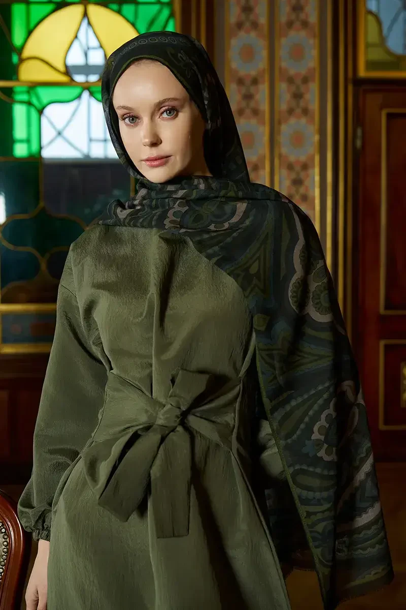 Yün İpek Vianne Şal - Yeşil - ED SCARF