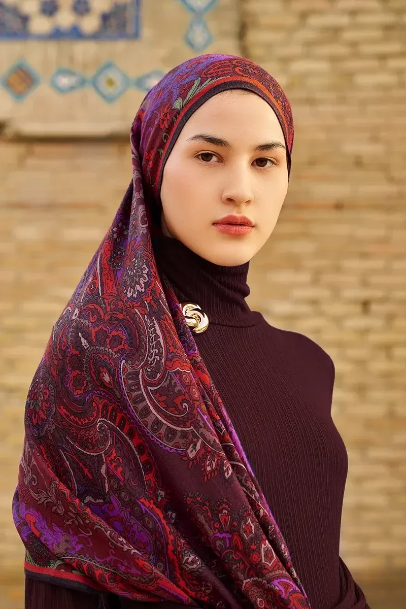 Zeraf Yün İpek Şal - Bordo - ED SCARF