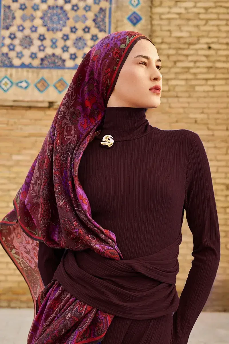 Zeraf Yün İpek Şal - Bordo - ED SCARF