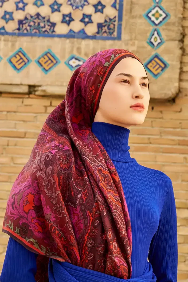 Zeraf Yün İpek Şal - Bordo - ED SCARF