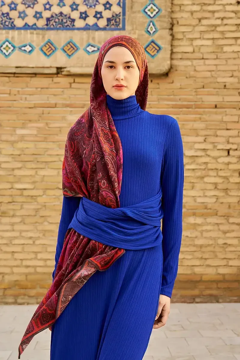 Zeraf Yün İpek Şal - Bordo - 4