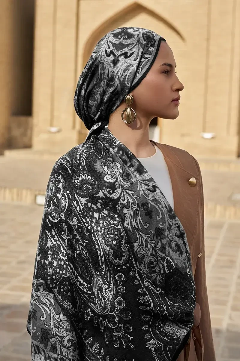 Zeraf Yün İpek Şal - Siyah - ED SCARF