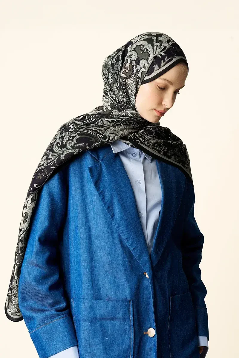 Zeraf Yün İpek Şal - Siyah - ED SCARF