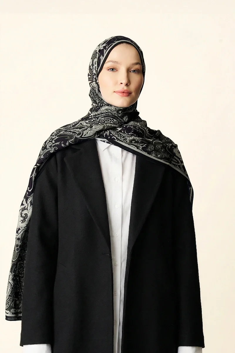 Zeraf Yün İpek Şal - Siyah - ED SCARF