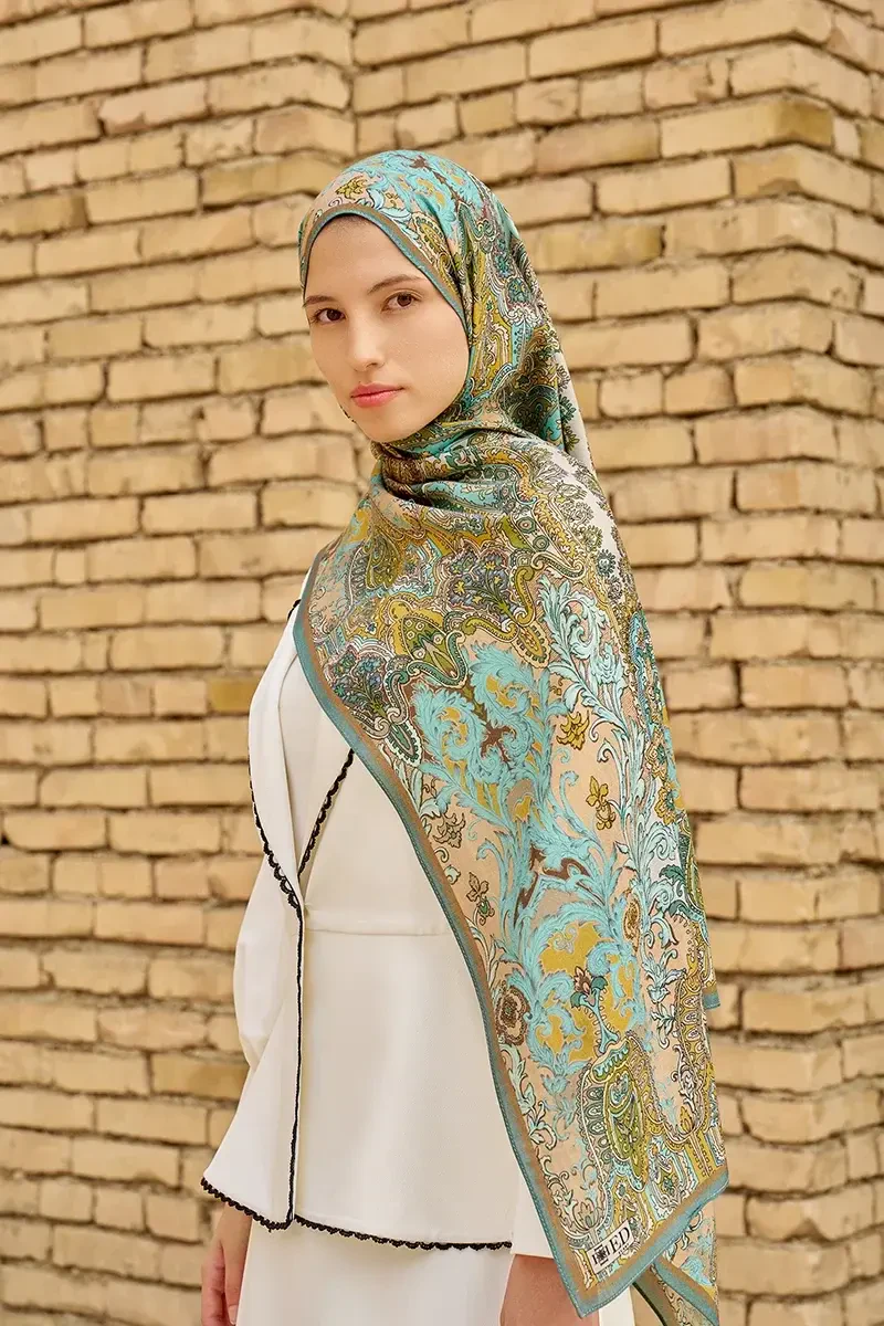 Zeraf Yün İpek Şal - Turkuaz - ED SCARF