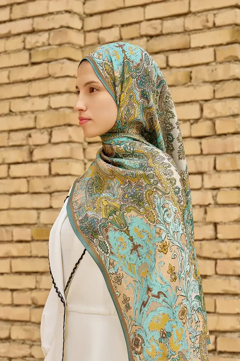Zeraf Yün İpek Şal - Turkuaz - ED SCARF
