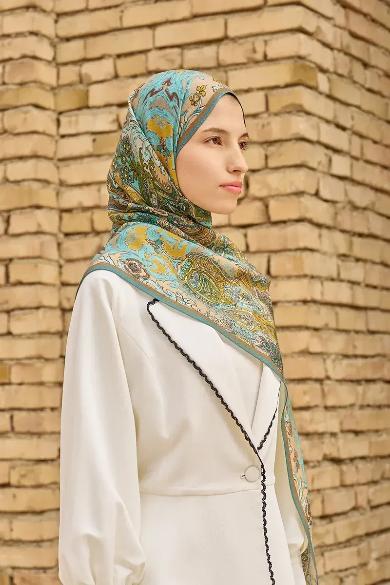 Zeraf Yün İpek Şal - Turkuaz - 3
