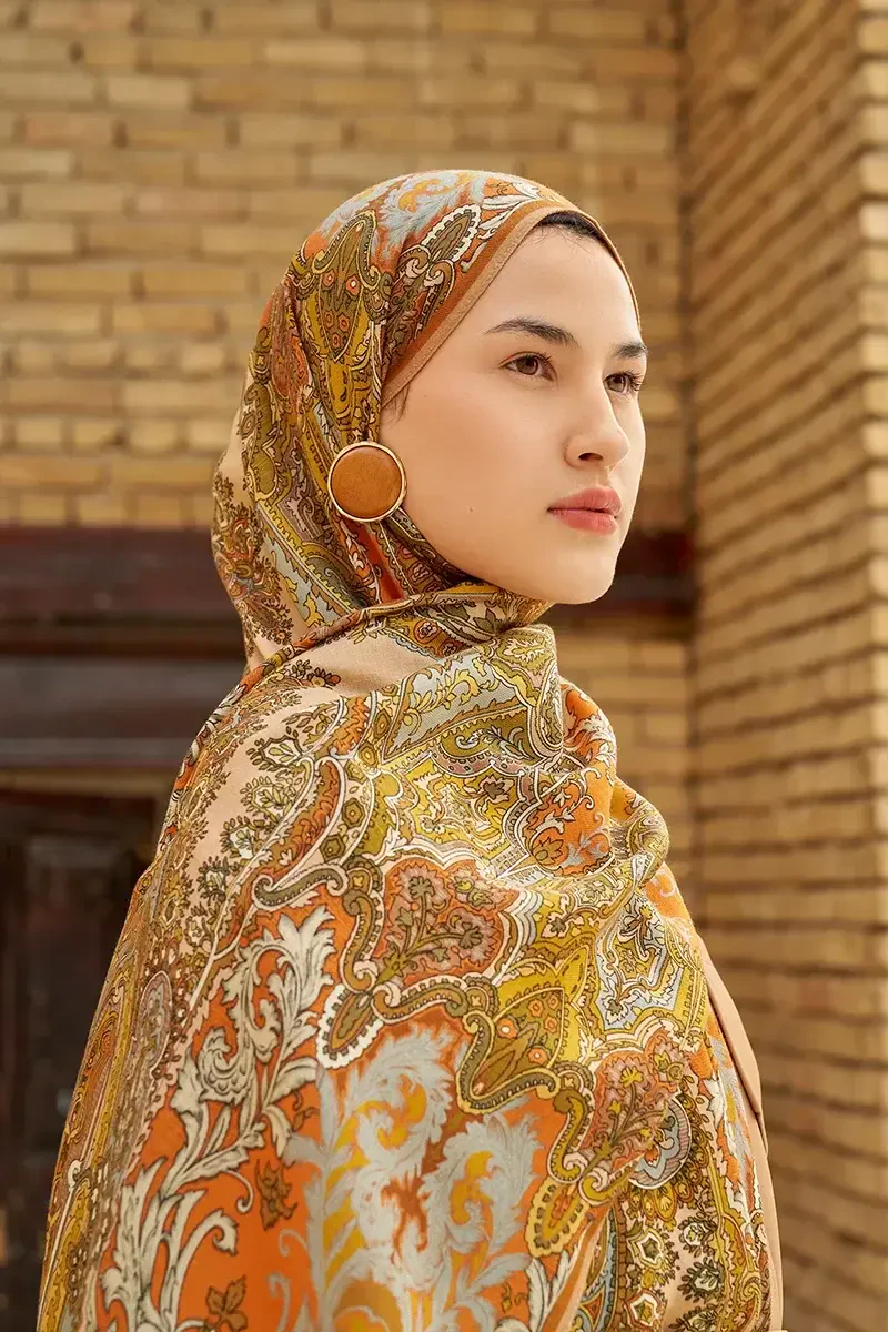 Zeraf Yün İpek Şal - Turuncu - ED SCARF