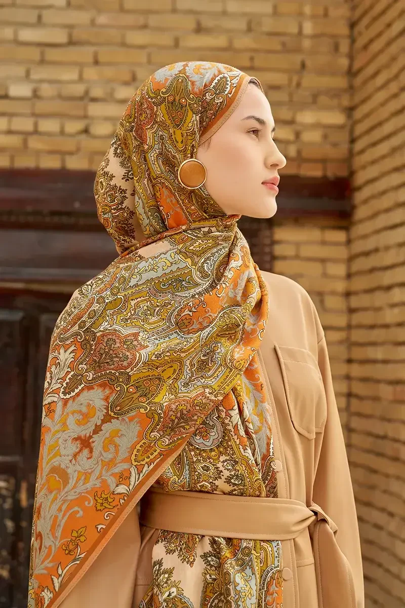 Zeraf Yün İpek Şal - Turuncu - ED SCARF