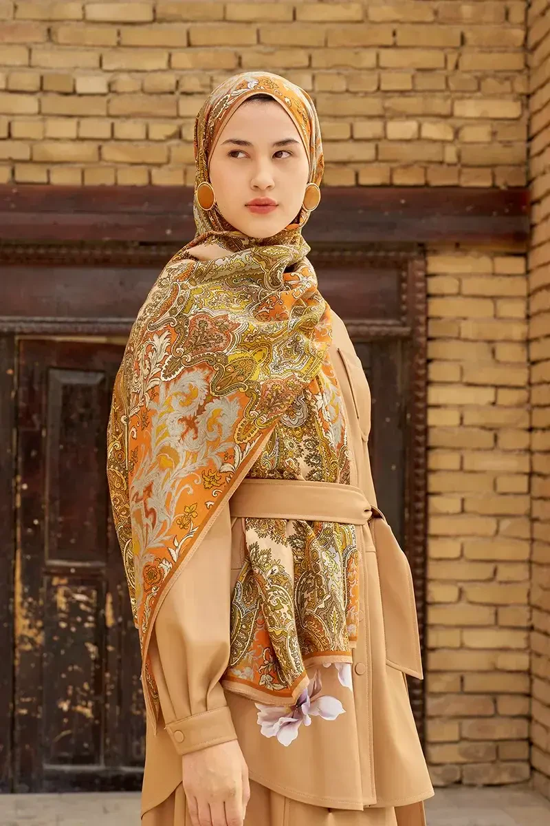 Zeraf Yün İpek Şal - Turuncu - ED SCARF